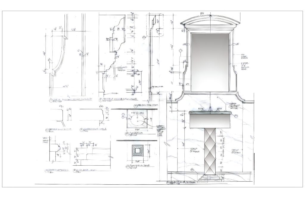 A blueprint of a bathroom.