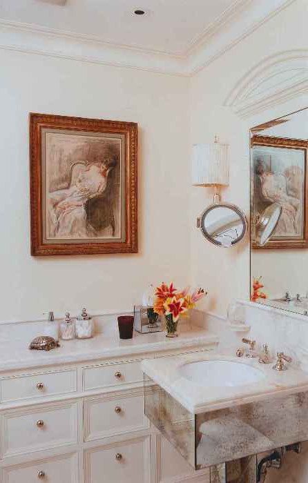 Glamorous New York City Powder Room by Mark Holmquist Architect