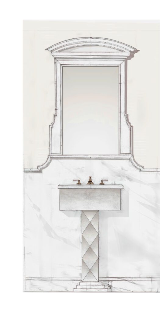 Neo-classical powder room by Mark Holmquist Architect, New York City 