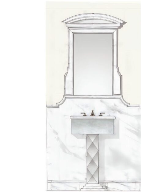 Sketch of Neo-Classical Powder Room